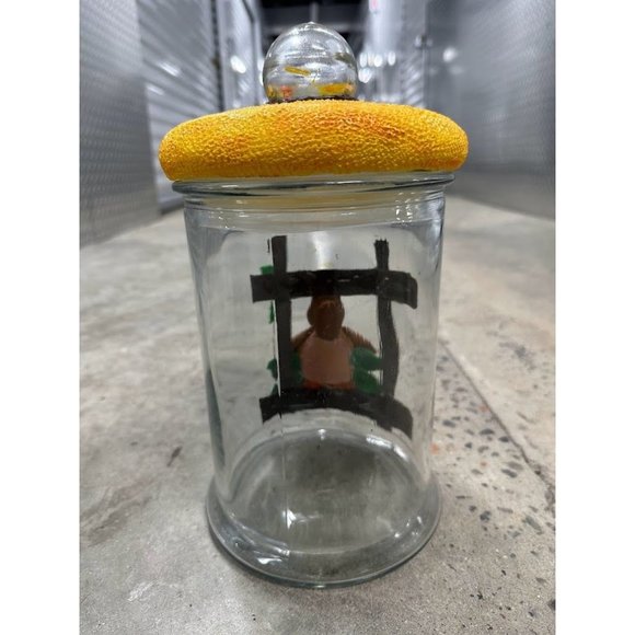 Decorative Glass Storage Jar with Fimo Clay Owl and Garden Scene - Picture 4 of 14